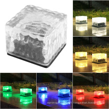 Wason Outdoor Garden Solar Glass Brick Brick imperméable LED carré carreau de plancher solaire enterré Light Ice Cube Cube Rocks Garden Light